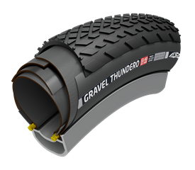 Coupe d'un pneu gravel tubeless ready Tufo